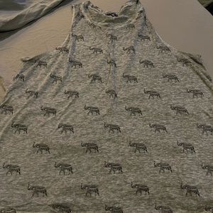 High rise tank top with elephants
